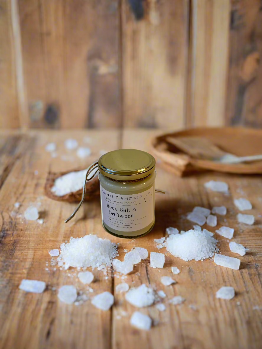 Rock Salt & Driftwood Scented Soy Wax Candle | Seasonal Collection