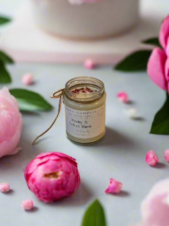 Peony & Velvet Musk Scented Soy Wax Candle | Seasonal Collection