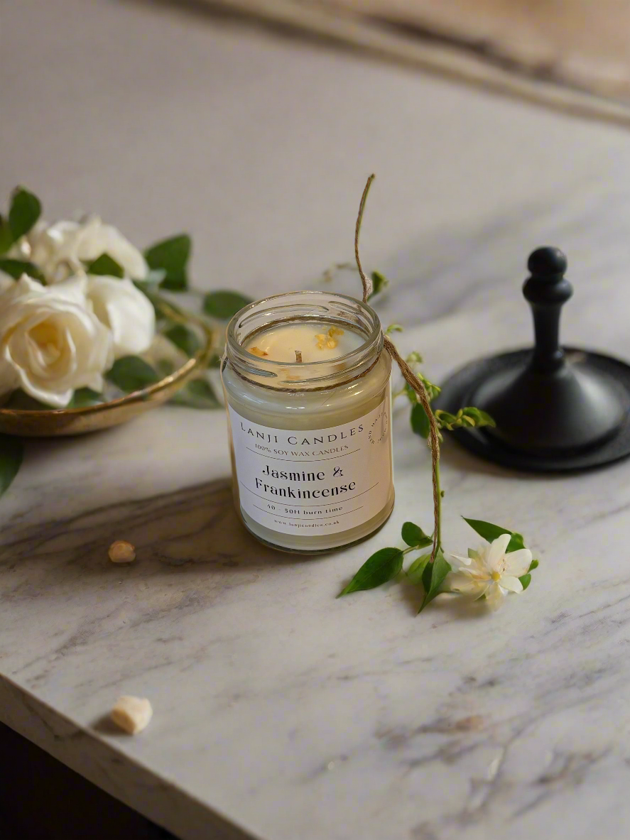 Jasmine & Frankincense Scented Soy Wax Candle | Seasonal Collection