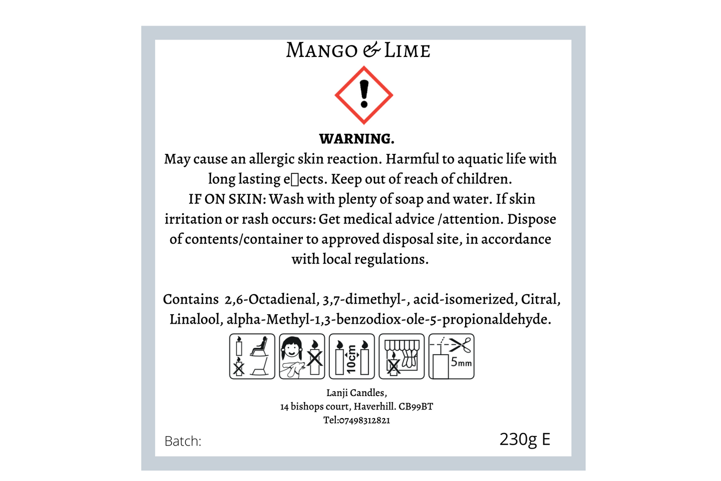 Mango & Lime scented soy wax candle - Lanji Candles