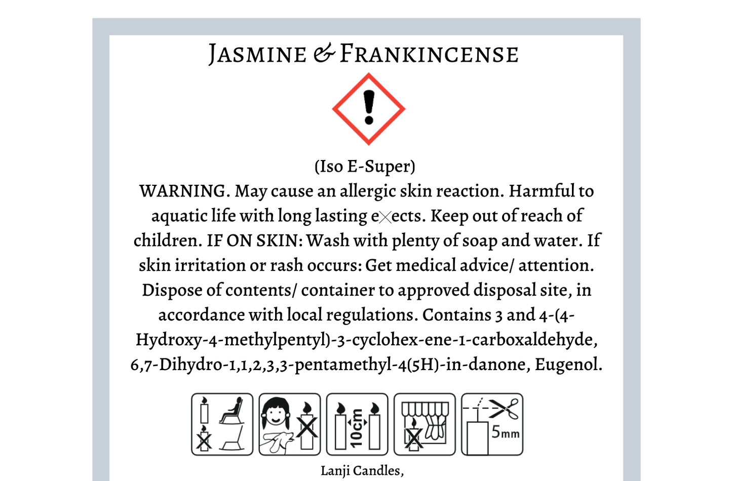 Jasmine & Frankincense Scented Soy Wax Candle | Seasonal Collection