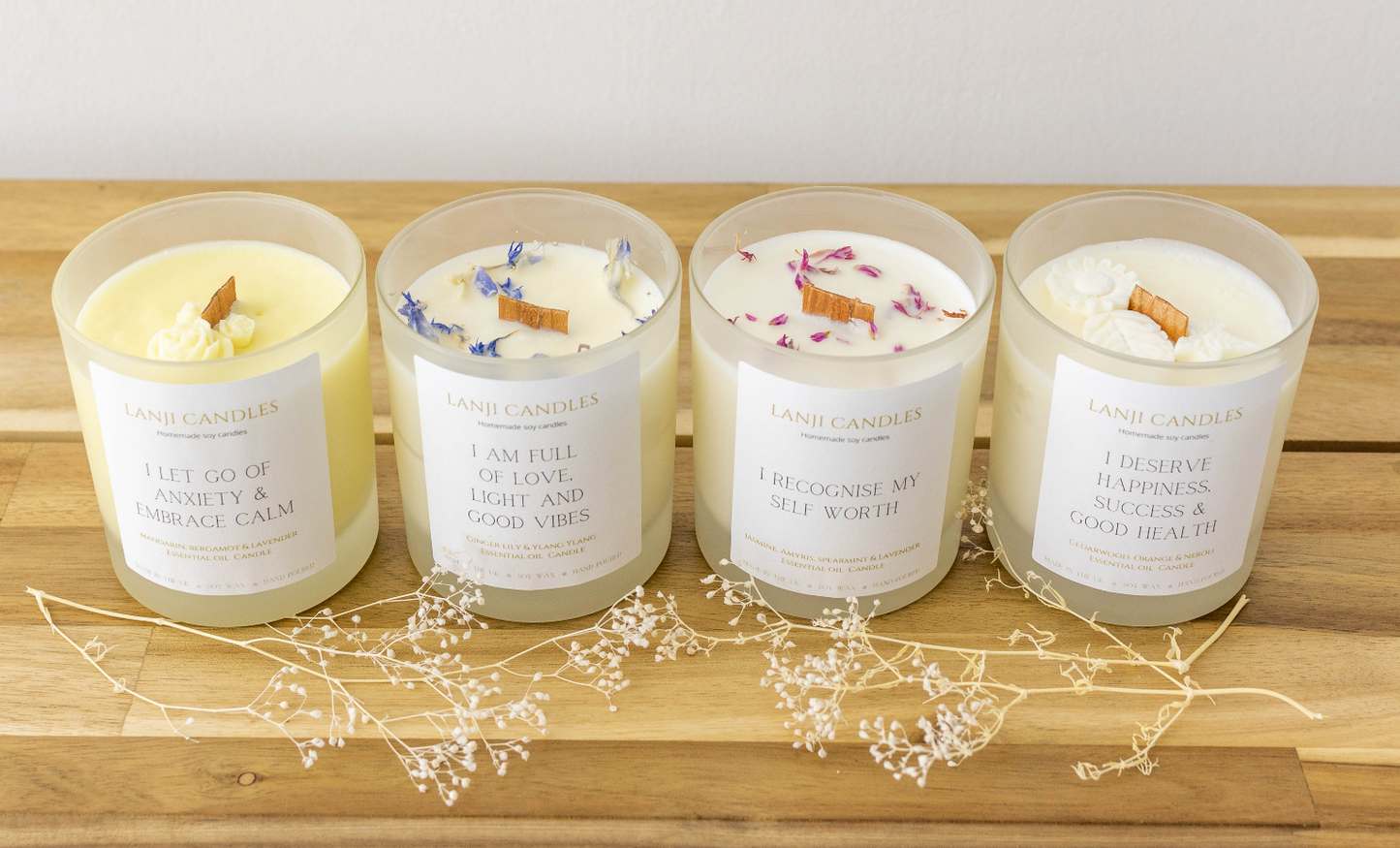 I Deserve Essential Oil, Affirmation Wooden Wick Candle