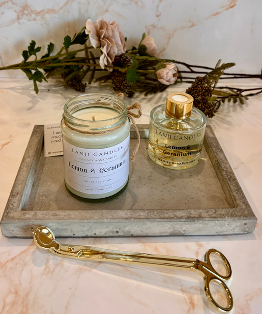 Lemon & Geranium Soy Wax Scented Candle