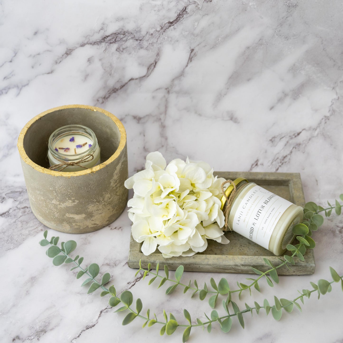 Concrete Tray & Candle Holder Gift Set | Away & Home collection