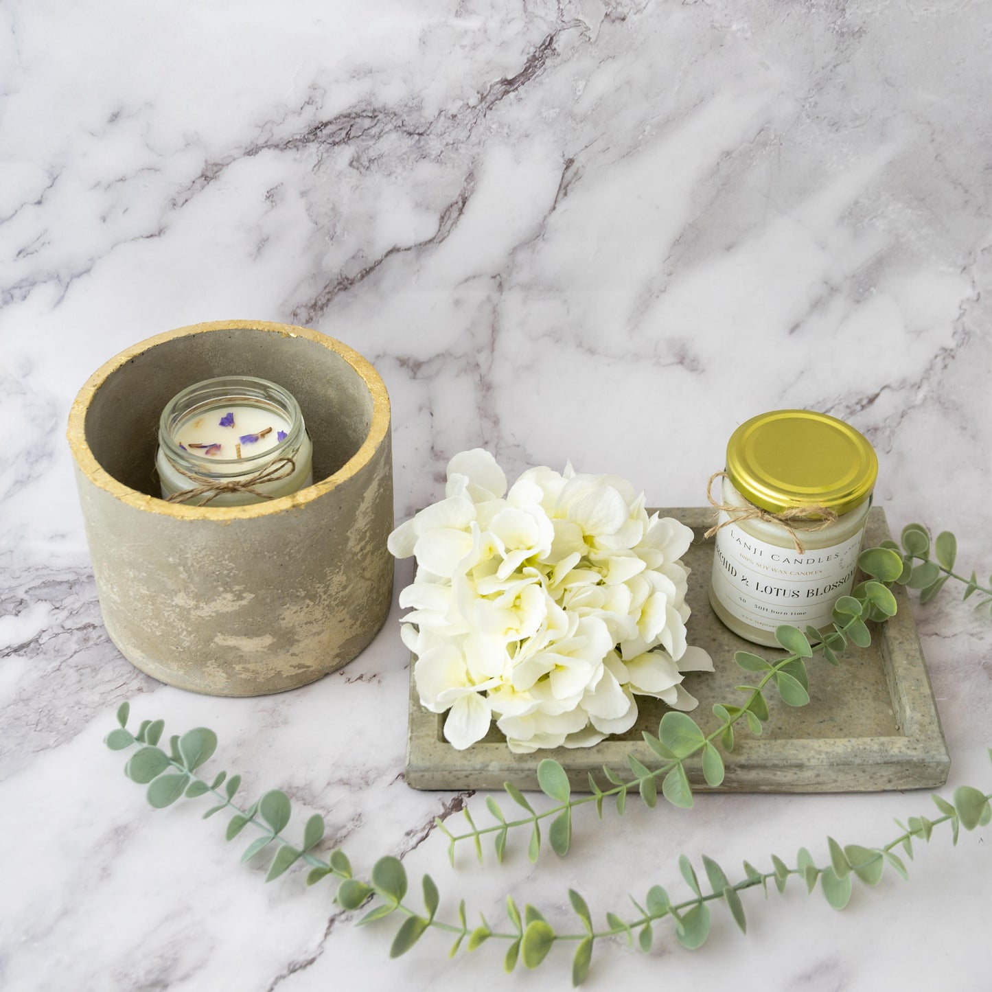 Concrete Tray & Candle Holder Gift Set | Away & Home collection