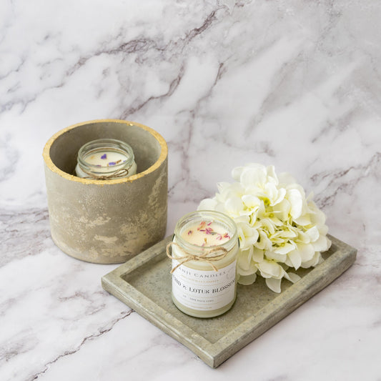 Concrete Tray & Candle Holder Gift Set | Away & Home collection