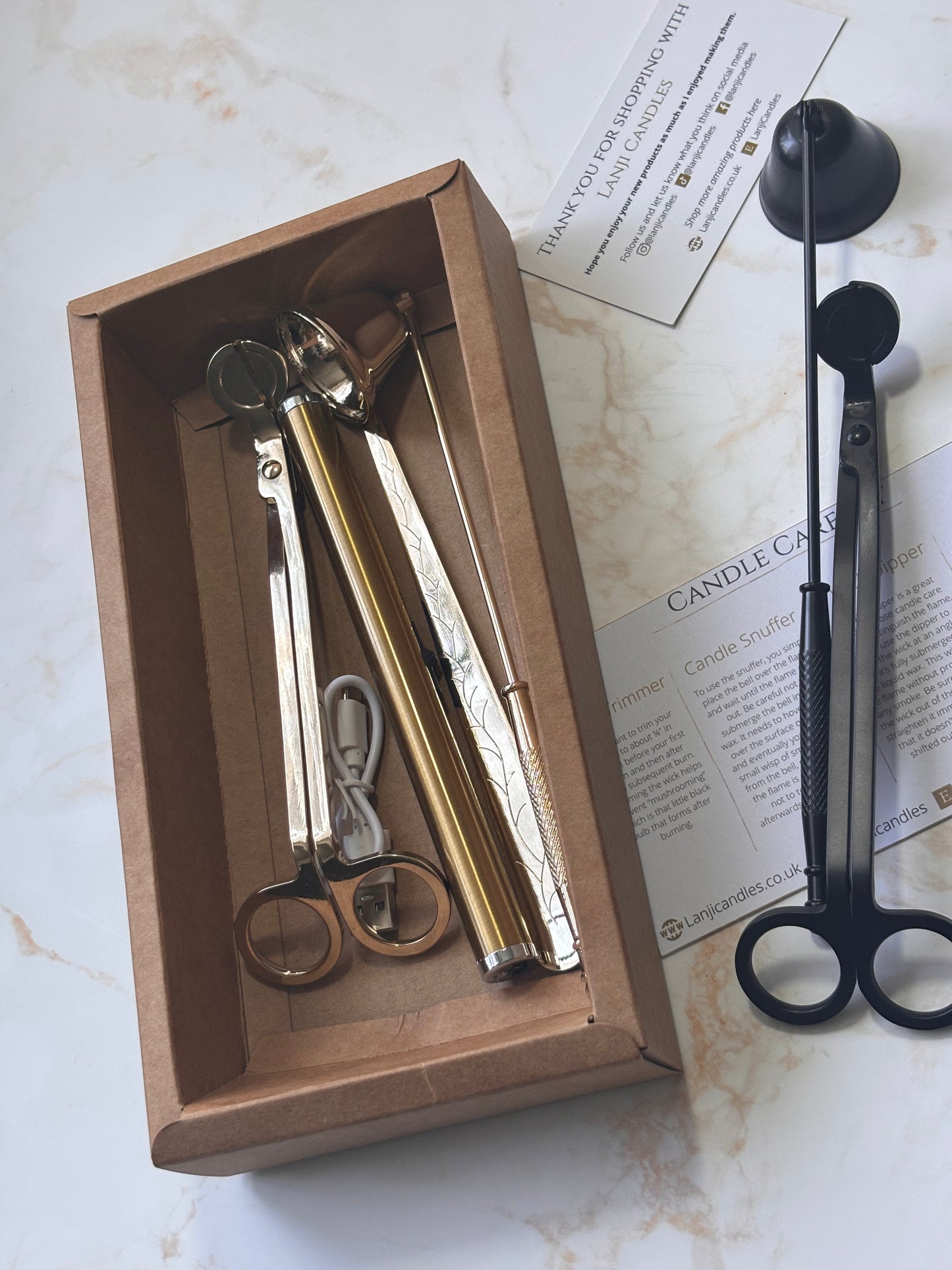 Candle Care Kit, with Electric Lighter, Wick Trimmer, Wick Dipper and Bell Snuffer