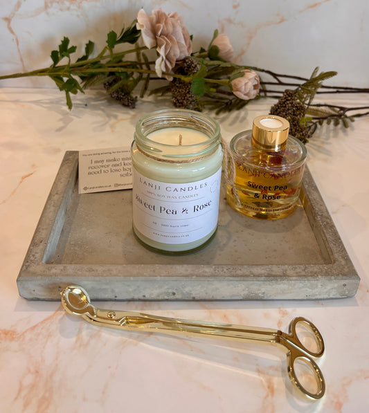 Sweet Pea & Rose Scented Soy Wax Candle