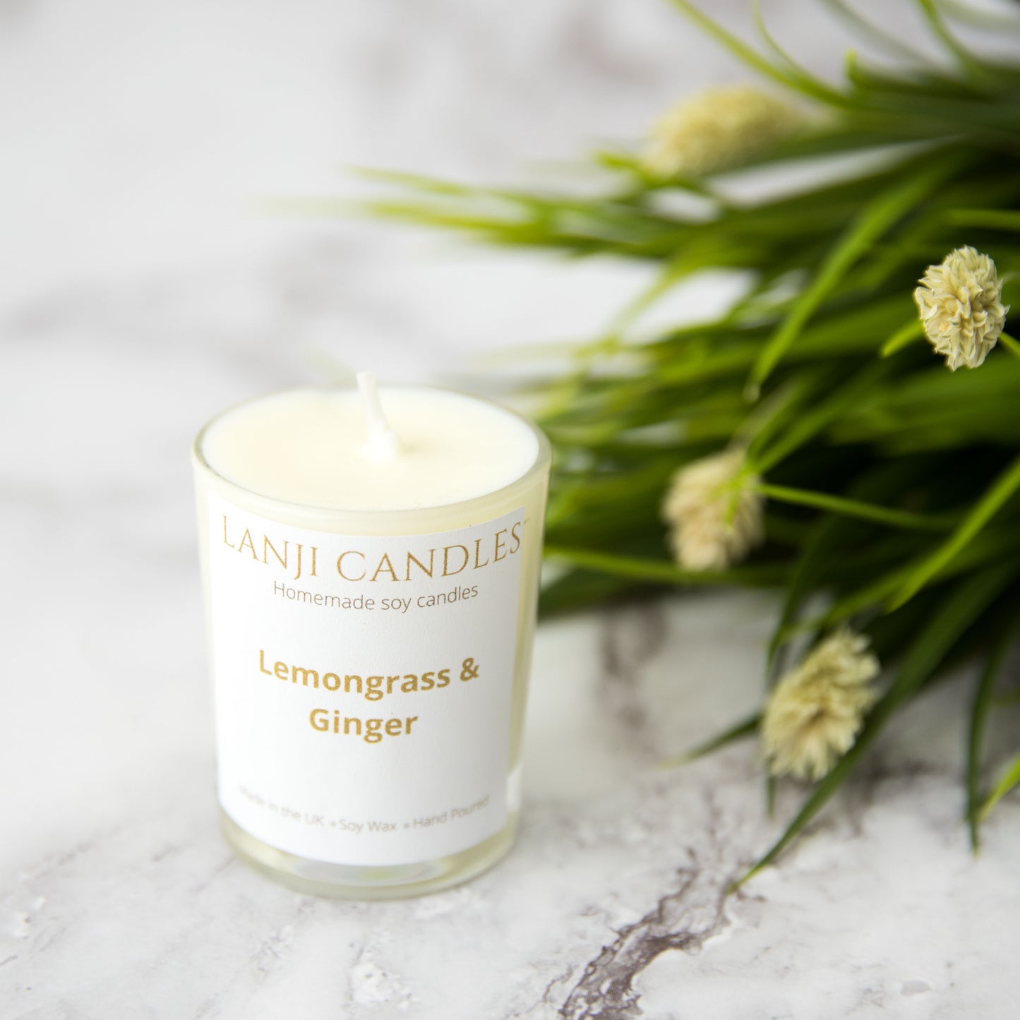 Lemongrass & Ginger Scented Soy Wax Candle