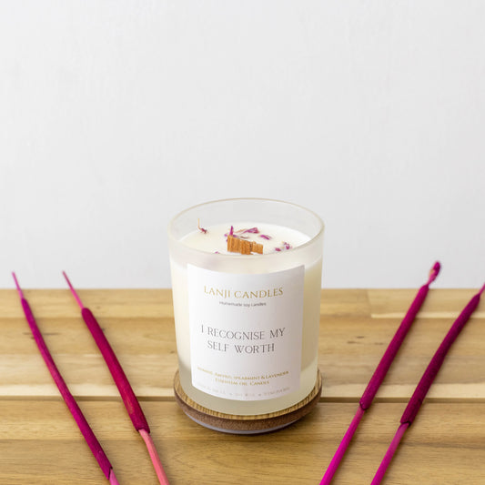 Self Worth Essential Oil, Affirmation Wooden Wick Candle