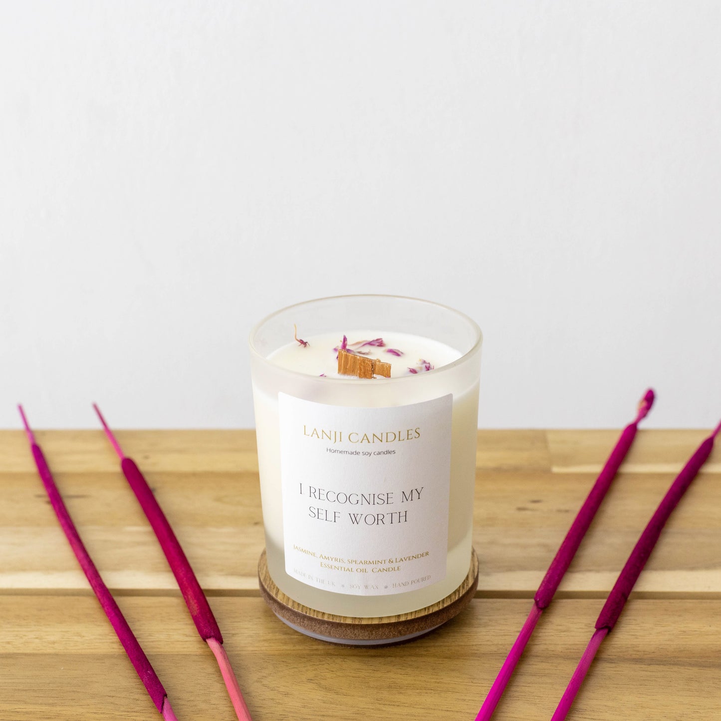 Self Worth Essential Oil, Affirmation Wooden Wick Candle