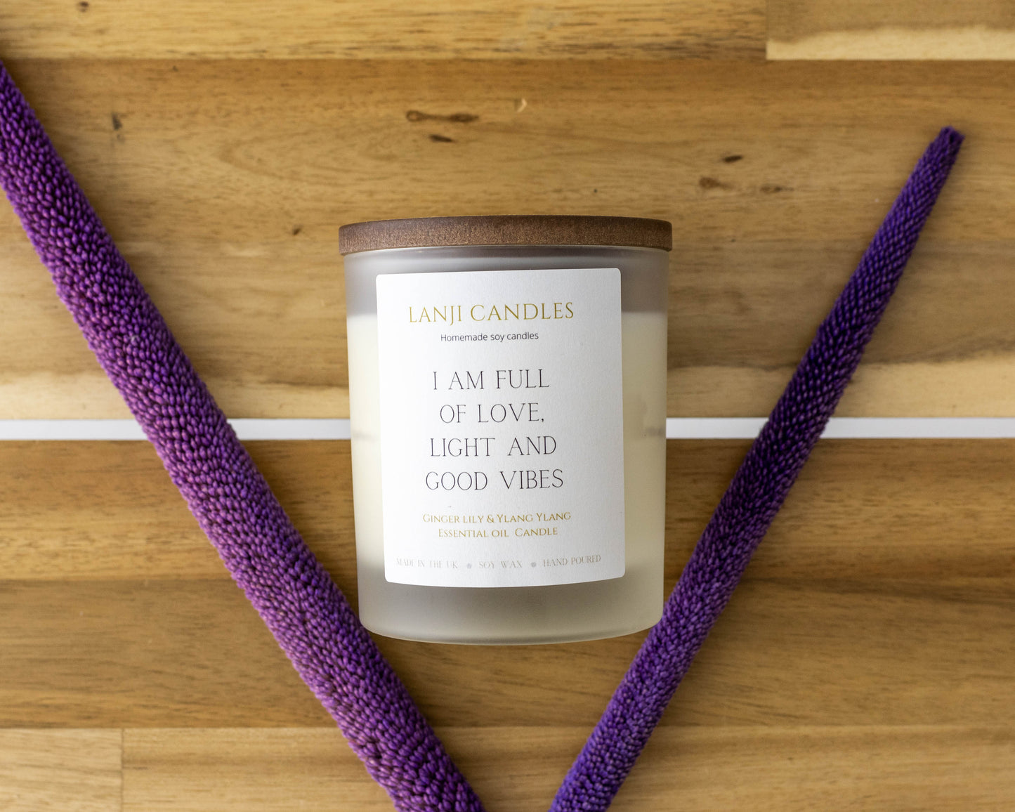 Good Vibes Essential Oil, Affirmation Wooden Wick Candle