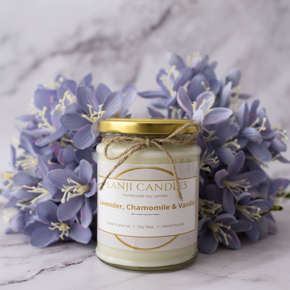 Lavender, Chamomile & Vanilla scented soy wax candle – Lanji Candles