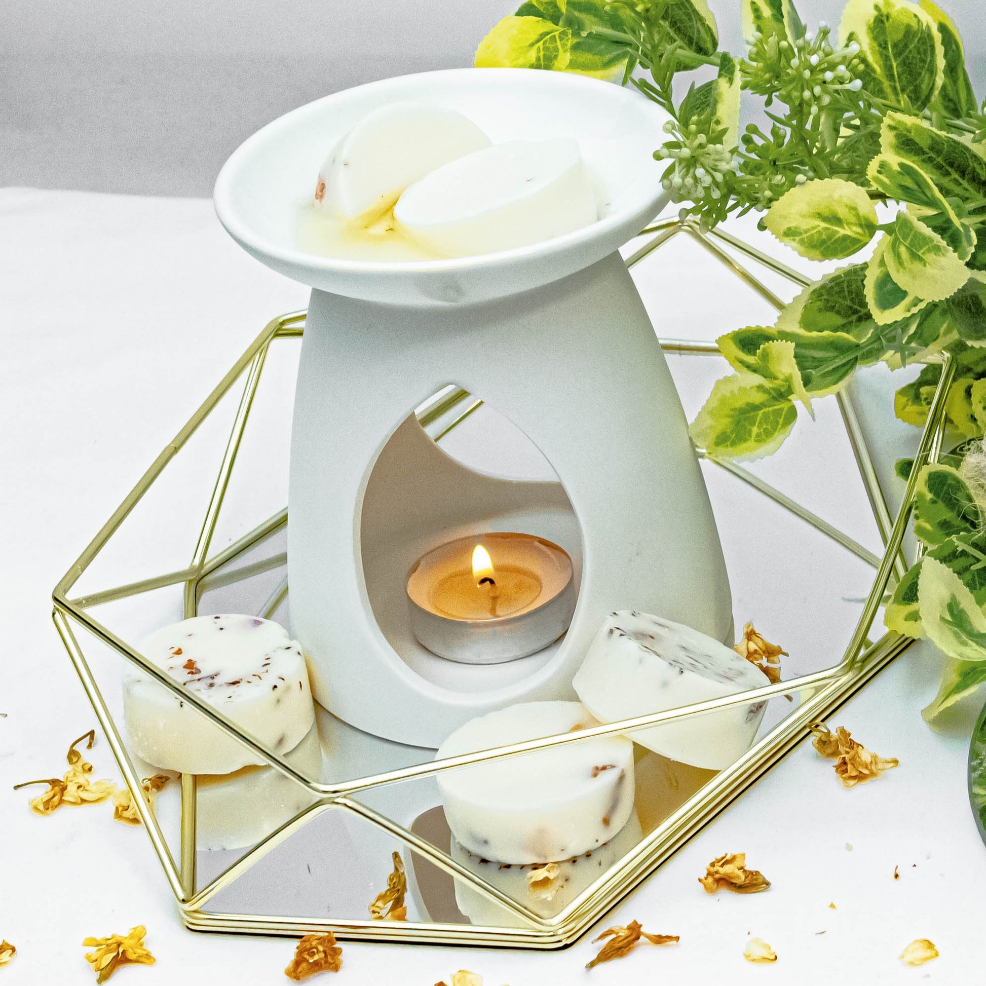 The Samfya Burner | Ceramic White Wax Melt Burner - Lanji Candles