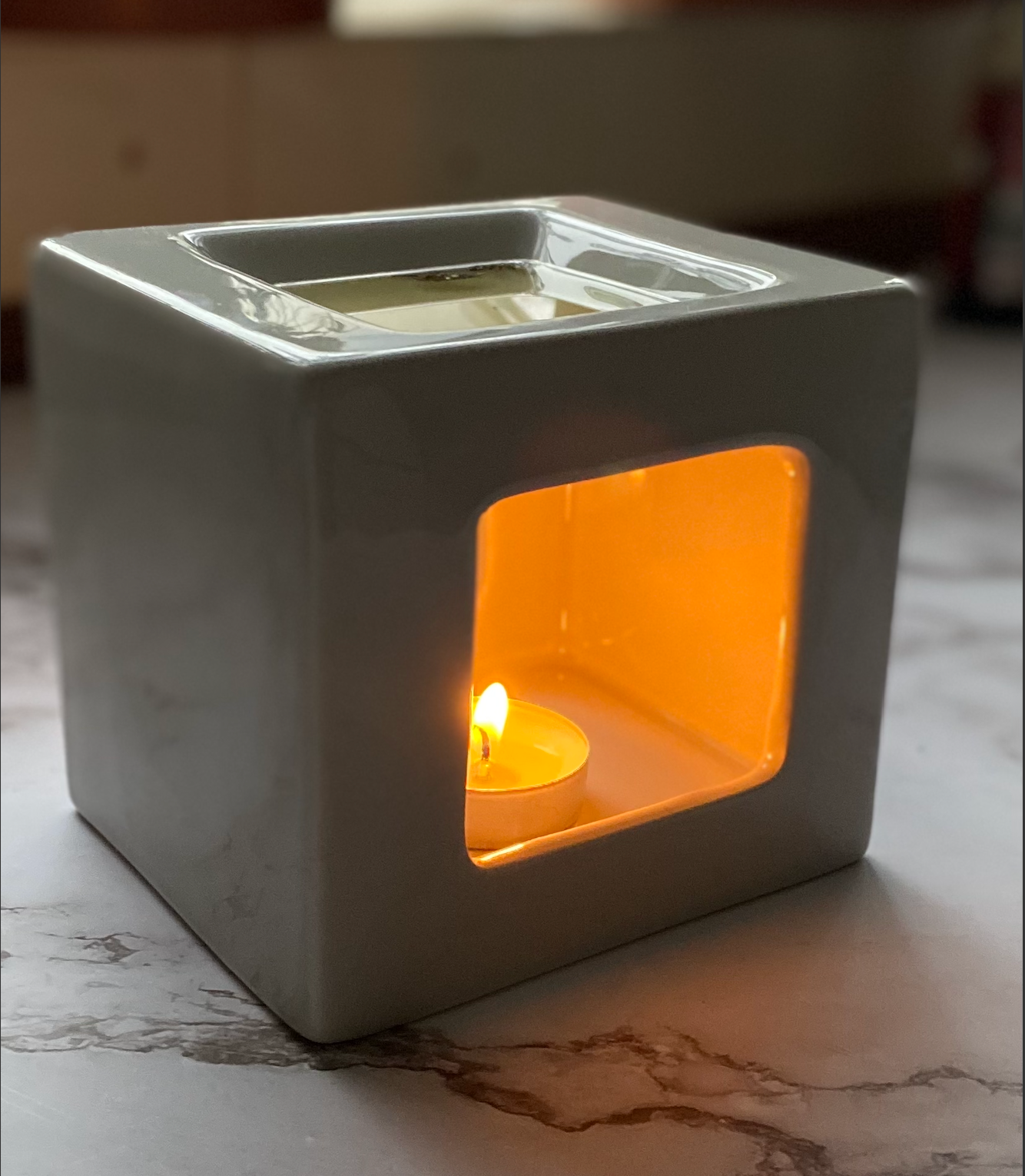 The Nkana Burner | Large Grey Ceramic Wax Melt Burner - Lanji Candles