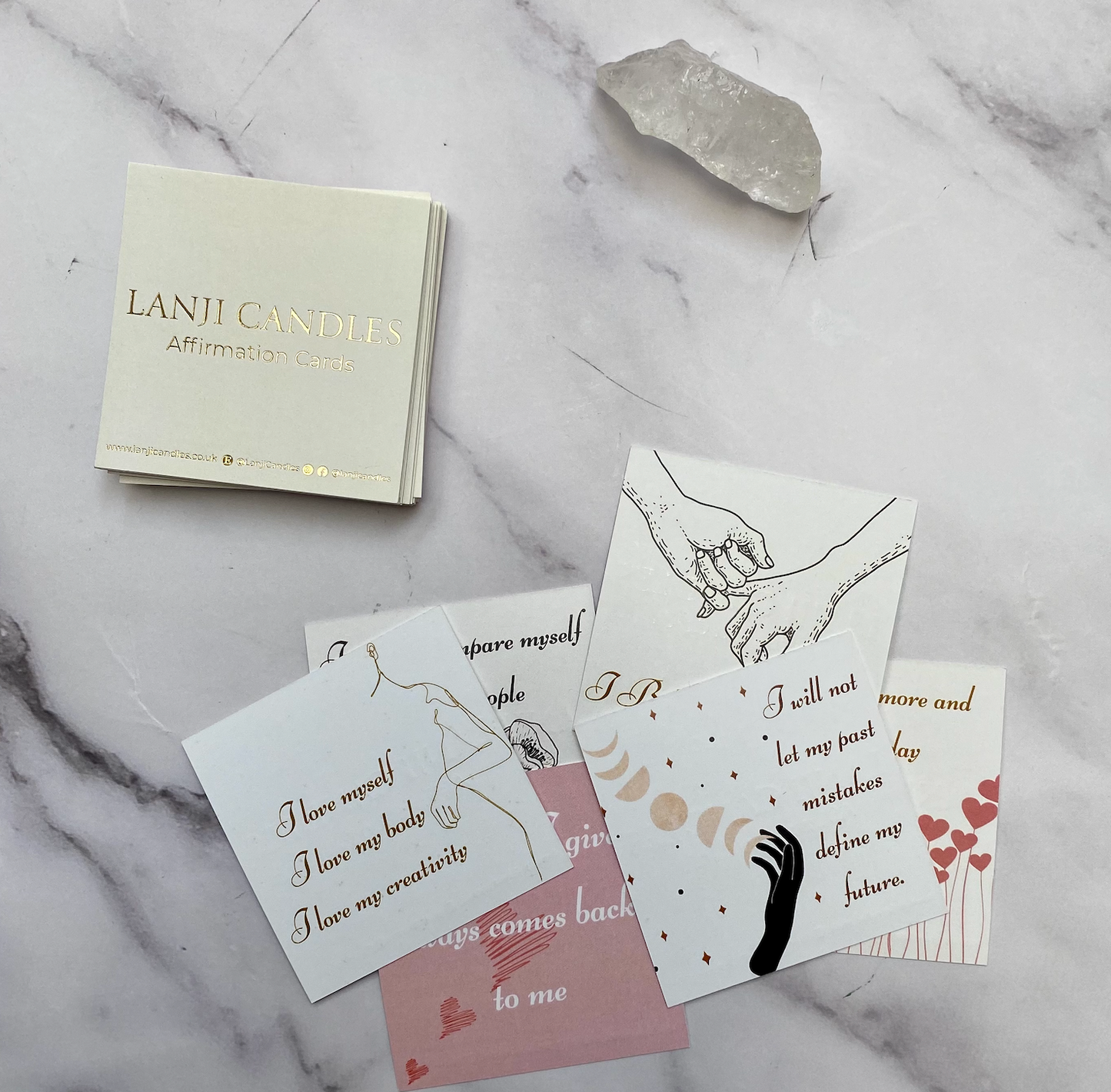 Affirmation Card Pack With Crystal - Lanji Candles