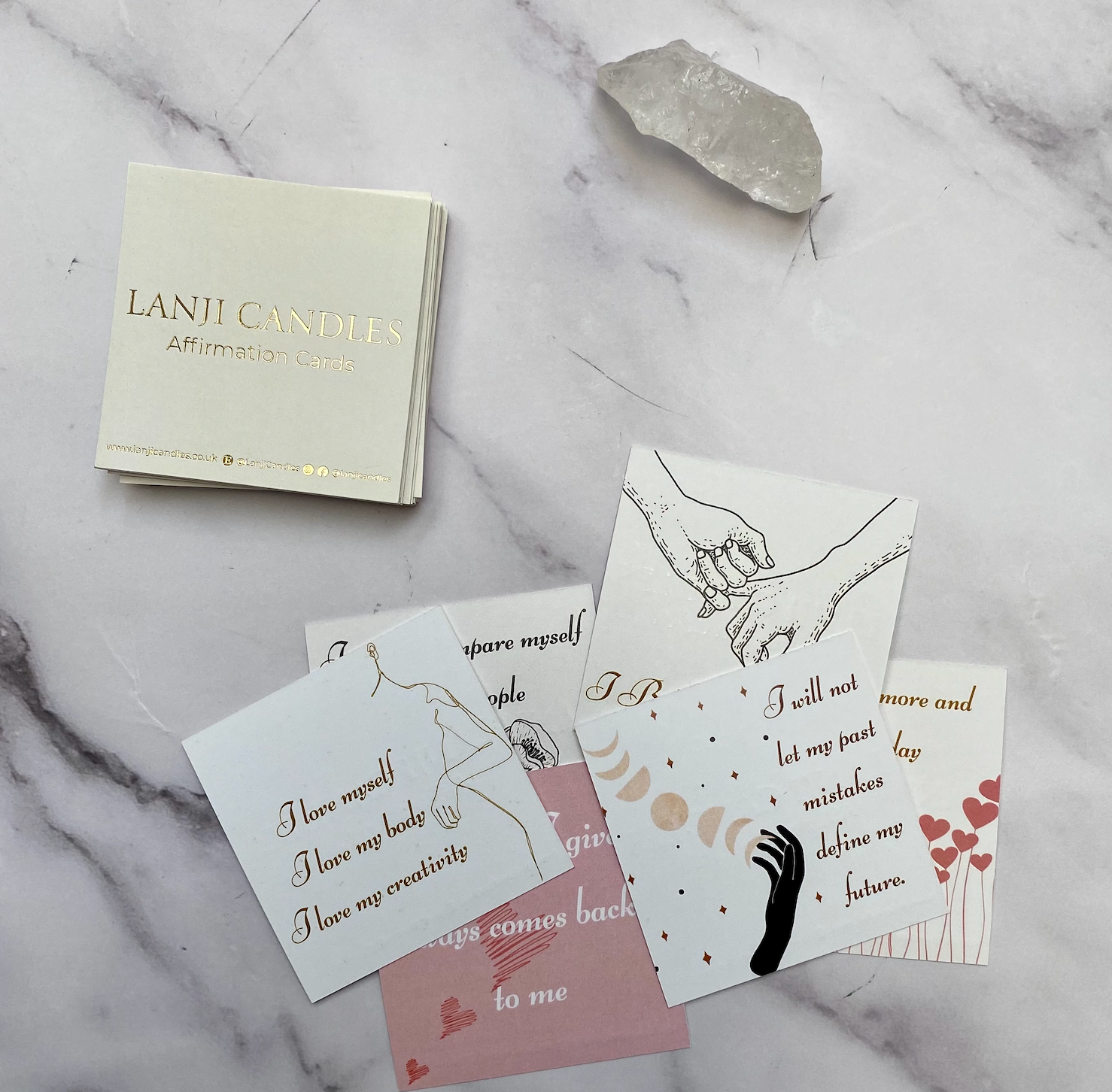 Affirmation Card Pack With Crystal - Lanji Candles