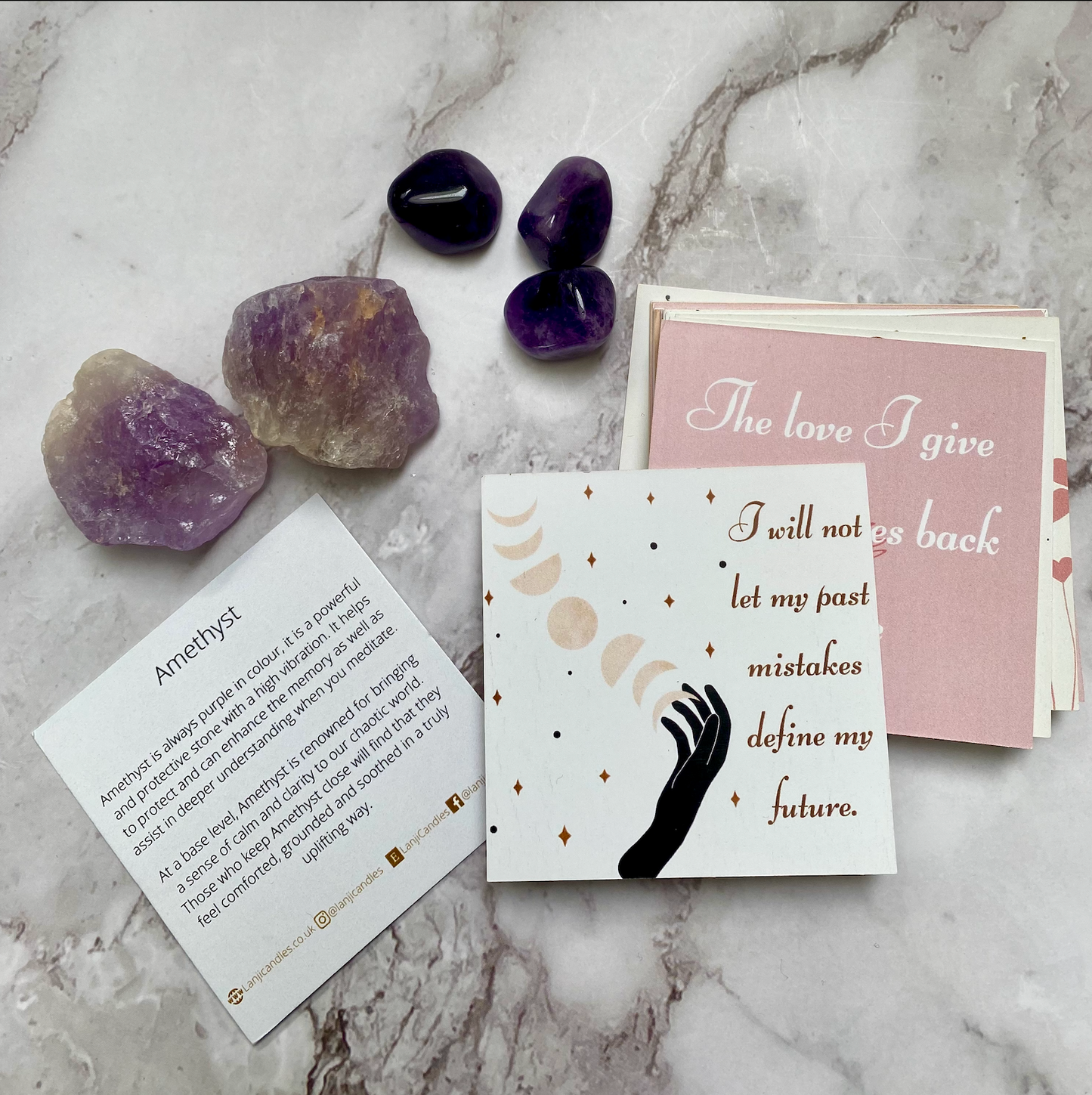 Affirmation Card Pack With Crystal - Lanji Candles