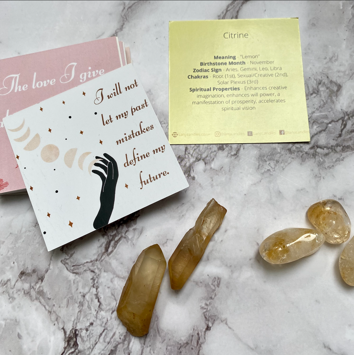 Affirmation Card Pack With Crystal - Lanji Candles