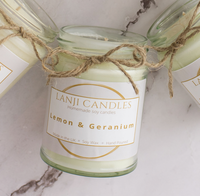 Lemon & Geranium Soy Wax Scented Candle