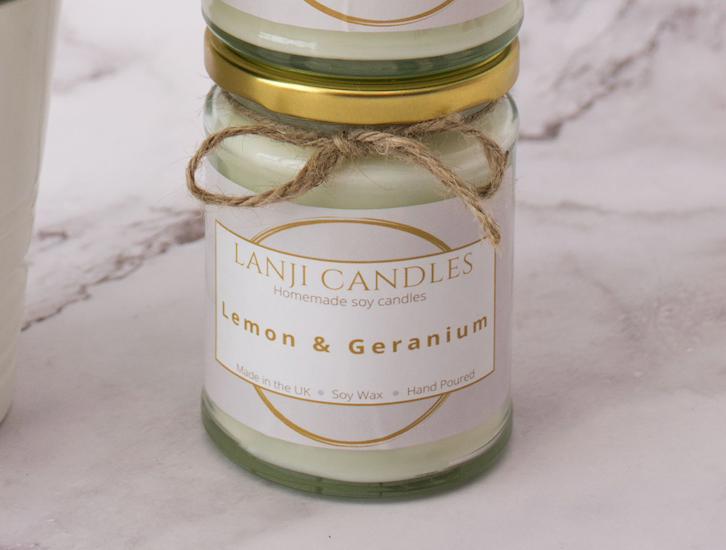Lemon & Geranium Soy Wax Scented Candle