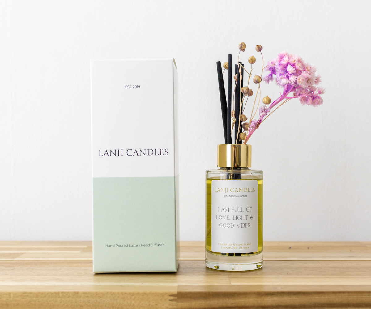 Oil Reed Diffuser Sample Photo Essential Oil Reed Diffusers | Affirmation Diffusers – Lanji Candles